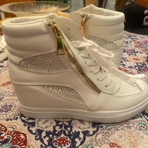 Lulus White Wedge Rhinestone Sneakers
